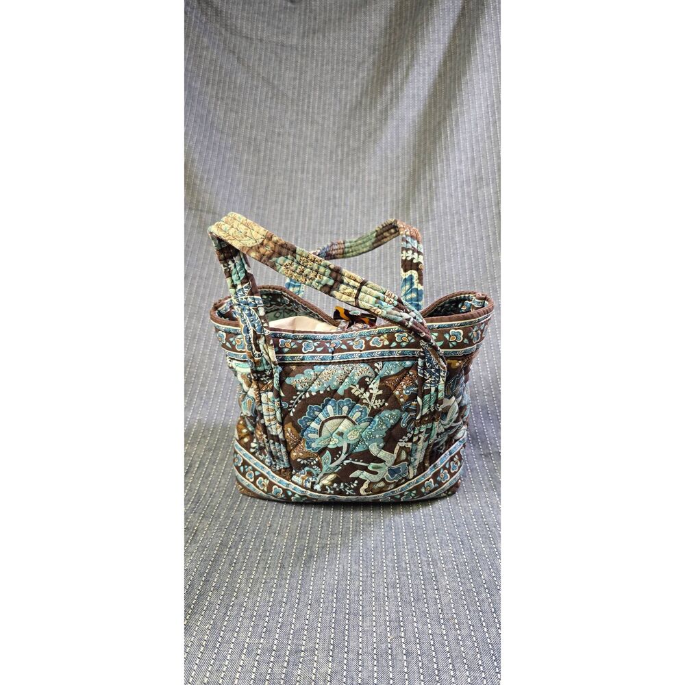 Vera Bradley Small Toggle Tote Bag Java Blue Pais… - image 4